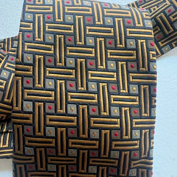 Ermenegildo Zegna Necktie Mens Multicolor Textured Embroider Geometric Silk - Picture 3 of 9